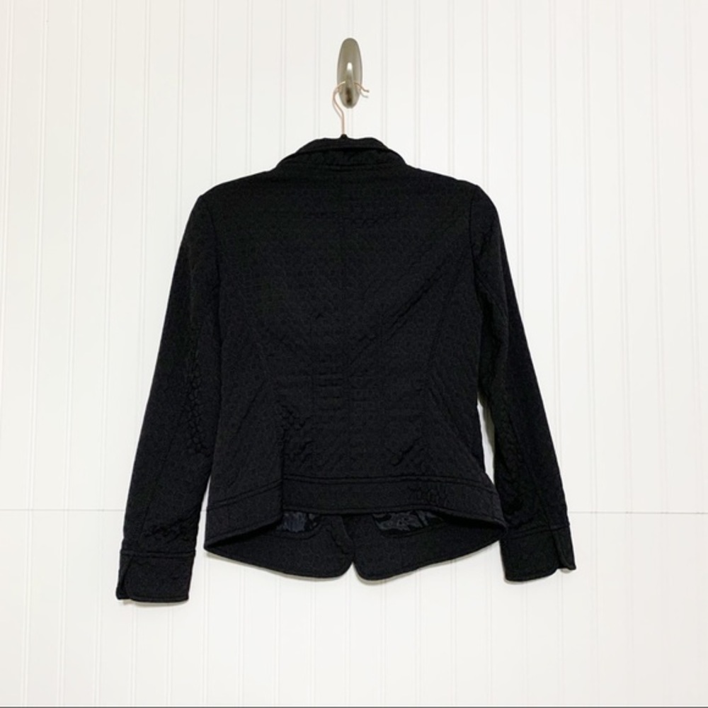 Lafayette 148 Black Textured Ruffle Front Jacket - Picture 5 of 5